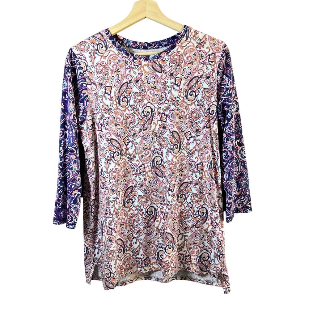 Lands’ End Women’s 3/4 Sleeve Paisley Top Size Small (6-8)